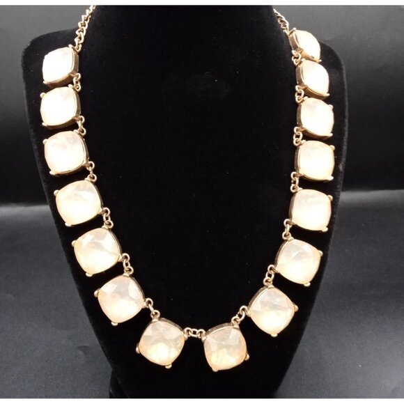 Necklace Statement Faceted Opalescent Faux Stones .75" Vintage Adjusts 15-20" - Picture 2 of 16